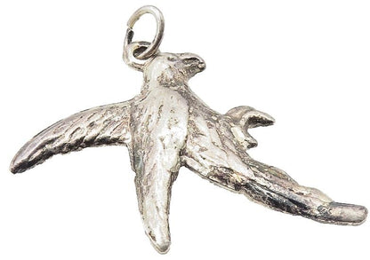 925 Sterling Silver  Vintage Flying Bird Motif Etched Detail Pendant  PT8237