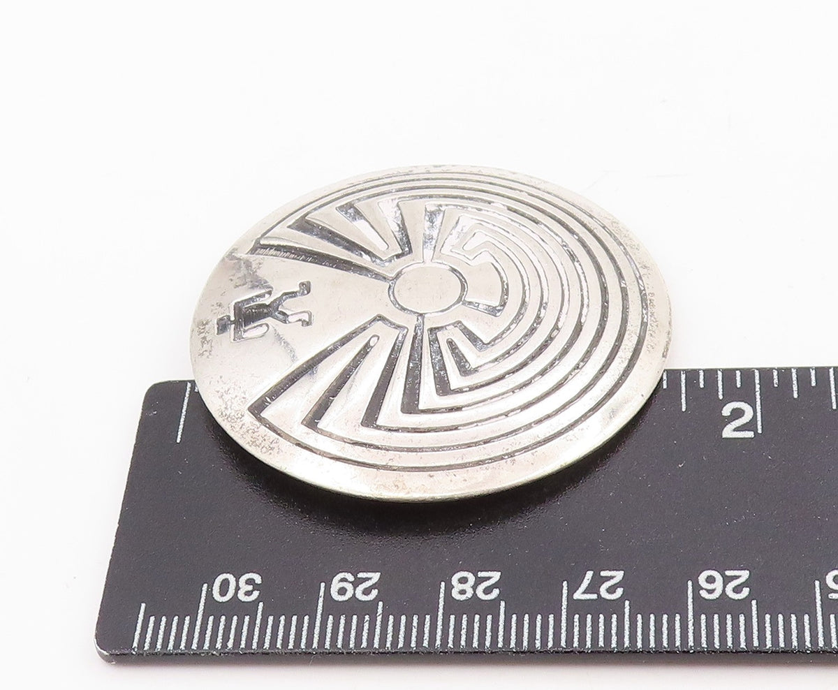 925 Sterling Silver Vintage Brooch Pin SOUTHWESTERN Hopi Man In The Maze BP12224