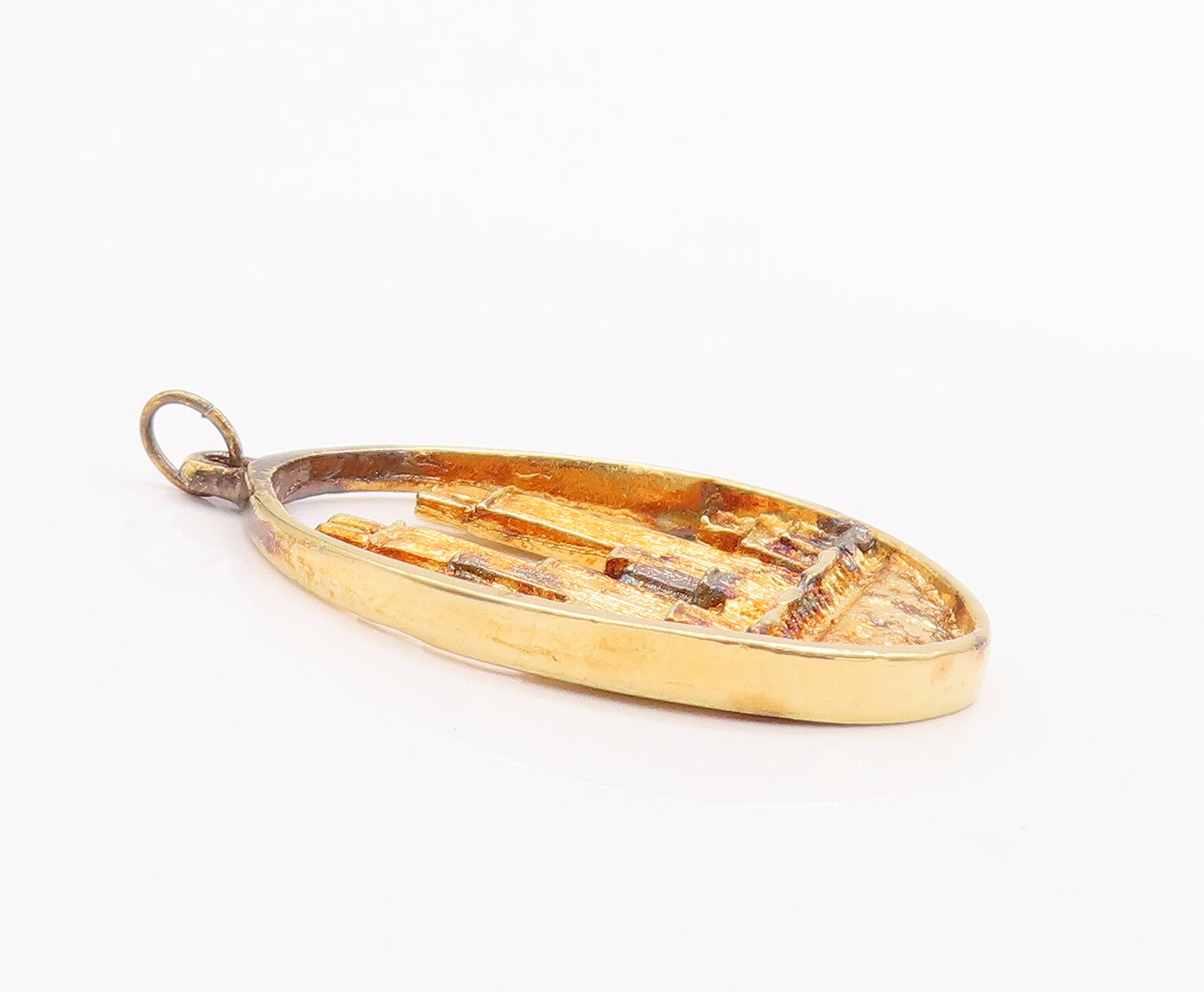 925 Sterling Silver Vintage Pendant Gold Plated 1974 Chicago Skyline  PT22922