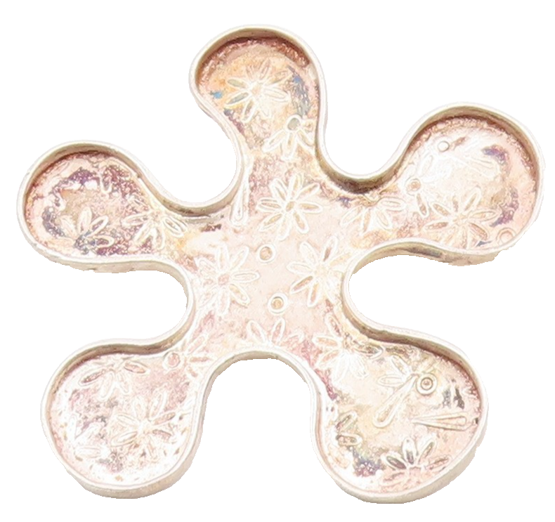 DESIGNER 925 Silver  Vintage Etched Floral Motif Concave Brooch Pin  BP9448