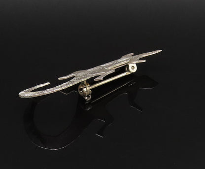 NELSON NAVAJO 925 Silver  Vintage Minimalist Etched Lizard Brooch Pin  BP9942