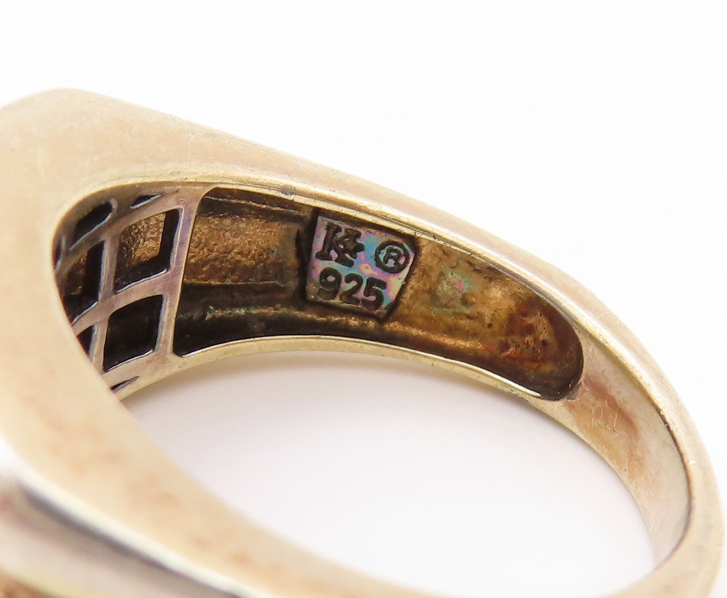 925 Sterling Silver Vintage Ring Gold Plated Square Cut CZ  Sz 8  RG32866