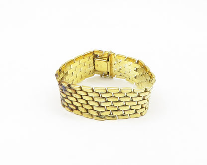 925 Sterling Silver Vintage Gold Plated Brick Layer Chain Bracelet  BT7159