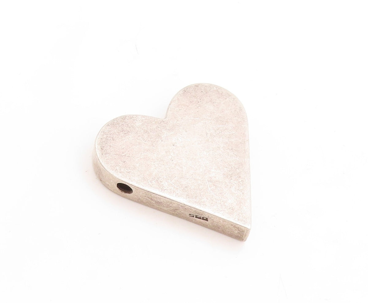 925 Sterling Silver Vintage Pendant Large Solid Heart With Holes  PT23756