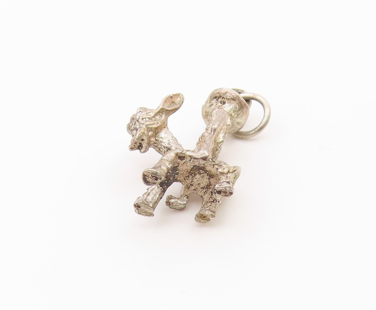 925 Sterling Silver  Vintage Man Riding Donkey Petite Pendant  PT15982