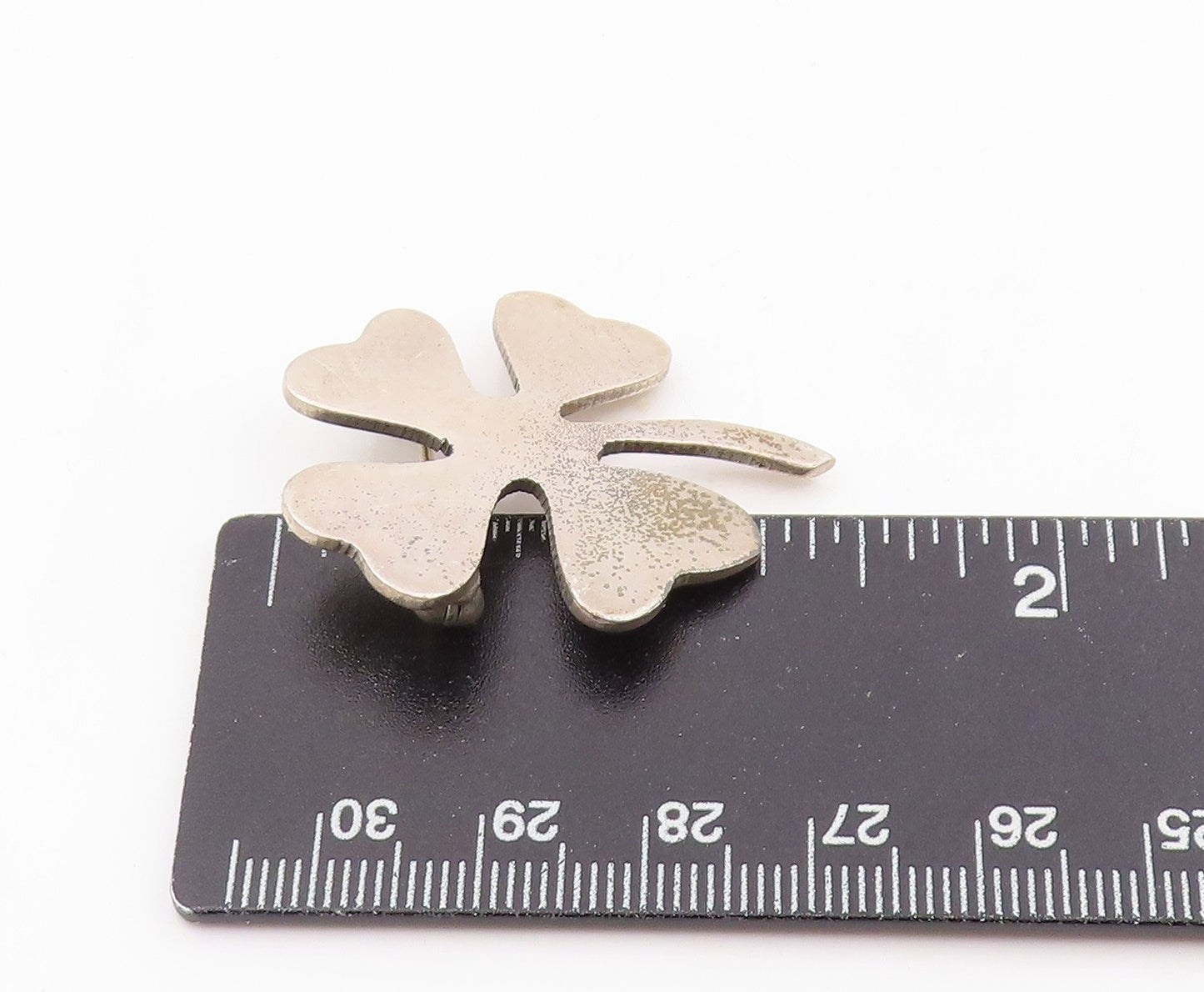 925 Sterling Silver Vintage Brooch Pin Modernist Four Leaf Lucky Clover  BP12495