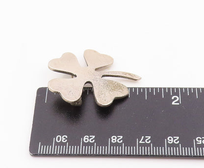 925 Sterling Silver Vintage Brooch Pin Modernist Four Leaf Lucky Clover  BP12495