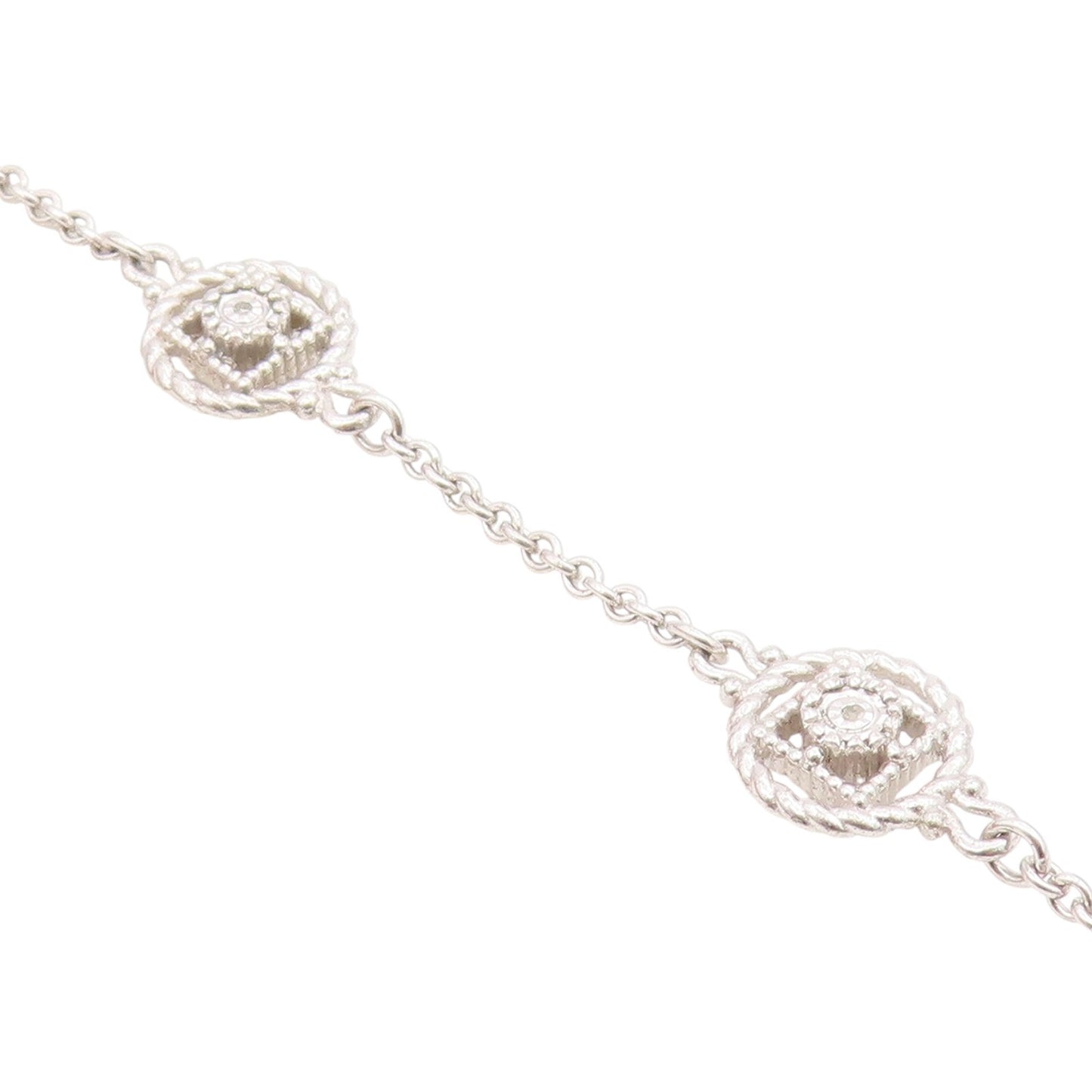 925 Sterling Silver Vintage Bracelet Elegant Floral Intricate Rope Chain BT11686