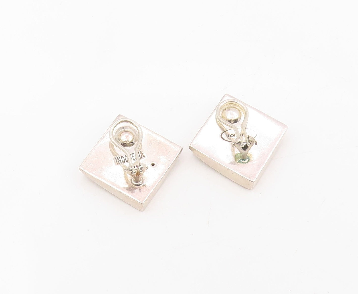 925 Sterling Silver Vintage Earrings LOIS HILL Beaded Scrollwork Clip On EG13889