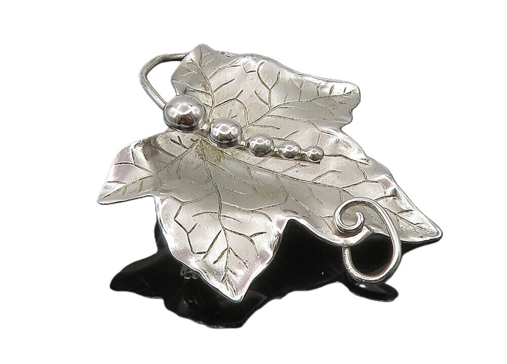 CARL ART 925 Sterling Silver  Shiny Single Autumn Leaf Brooch Pin  BP3776