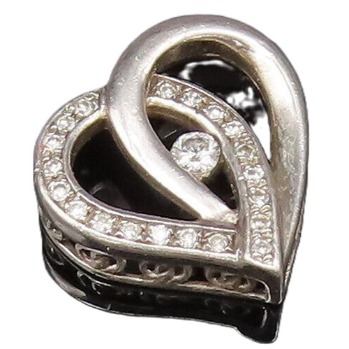 925 Silver  Vintage Dainty Genuine Diamonds Love Heart Charm Pendant  PT21378