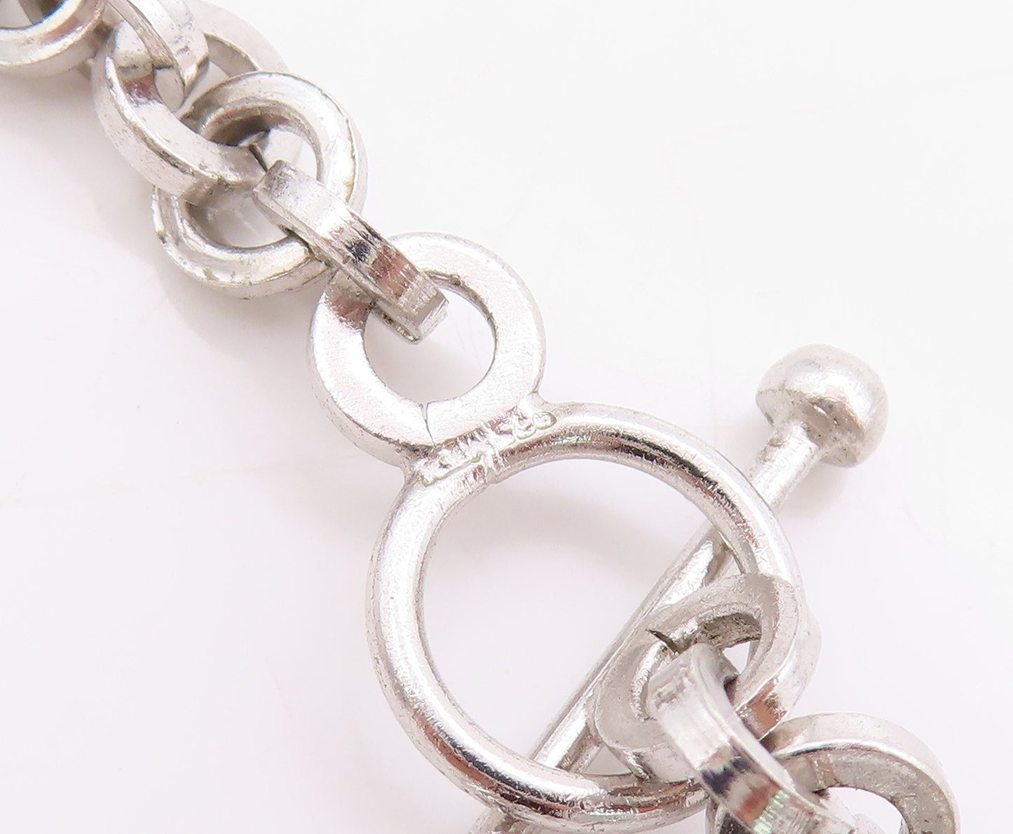 925 Sterling Silver Vintage Necklace Geometric Interlocking Link Chain NE4618