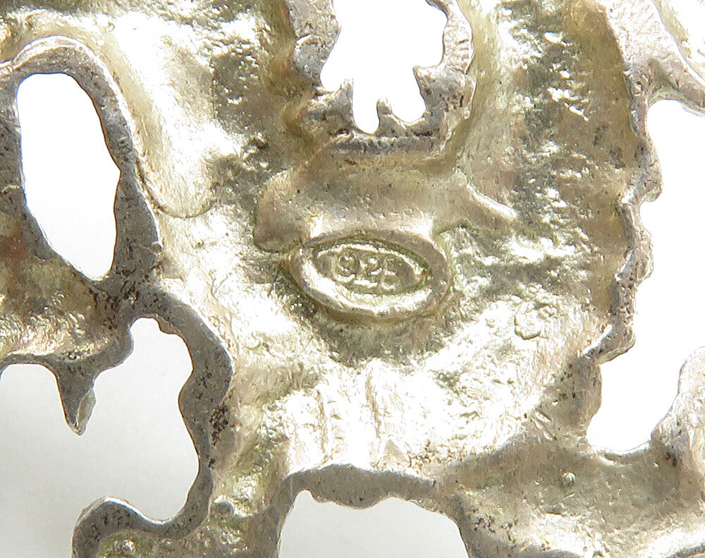 925 Sterling Silver  Vintage Diamond Cut Detail Dragon Motif Pendant  PT12611