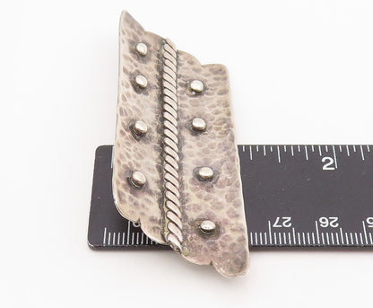 925 Sterling Silver Vintage Brooch Hammered Pin With Twisted Rope Detail BP12067