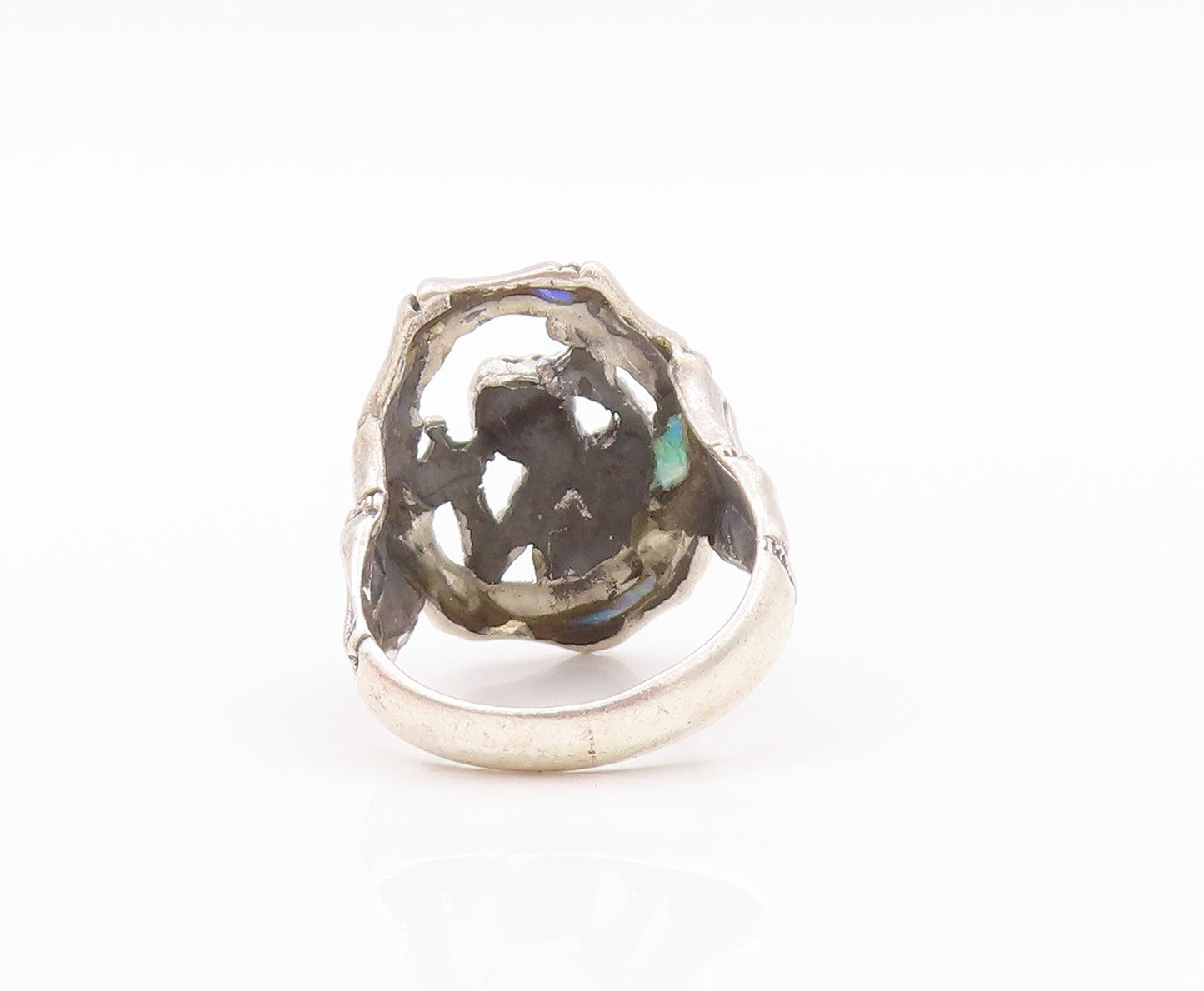 925 Sterling Silver Vintage Ring Modernist Lizard Bamboo Cutout  SZ 6.5  RG32296