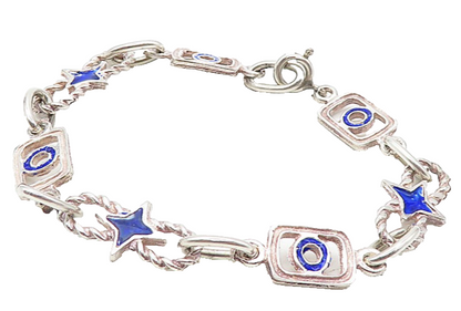 925 Sterling Silver Enamel Coated Star Twist Link Chain Bracelet  BT3705