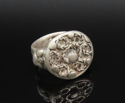925 Silver  Vintage Antique Multi Dotted Rope Twist Circle Ring Sz 8  RG25831