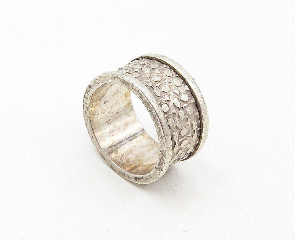925 Sterling Silver  Vintage Dark Tone Raised Edge Band Ring Sz 7  RG9337