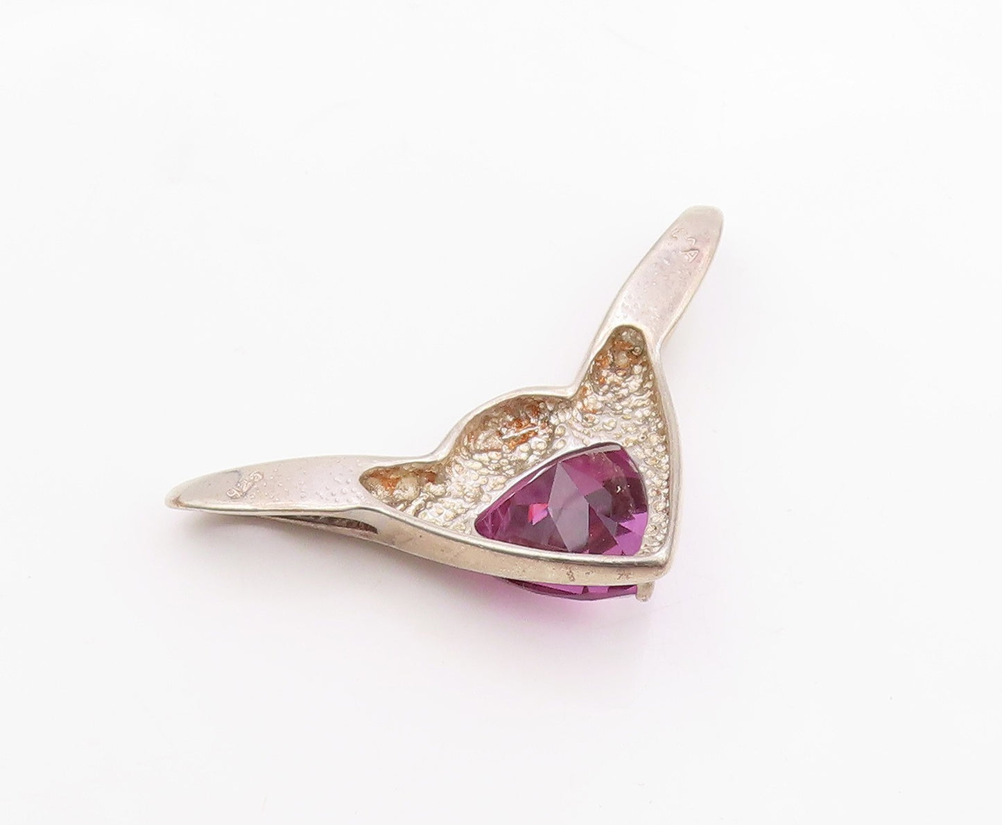DAVID SIGAL 925 Silver  Vintage Unique Purple Garnet Wings Pendant  PT21521