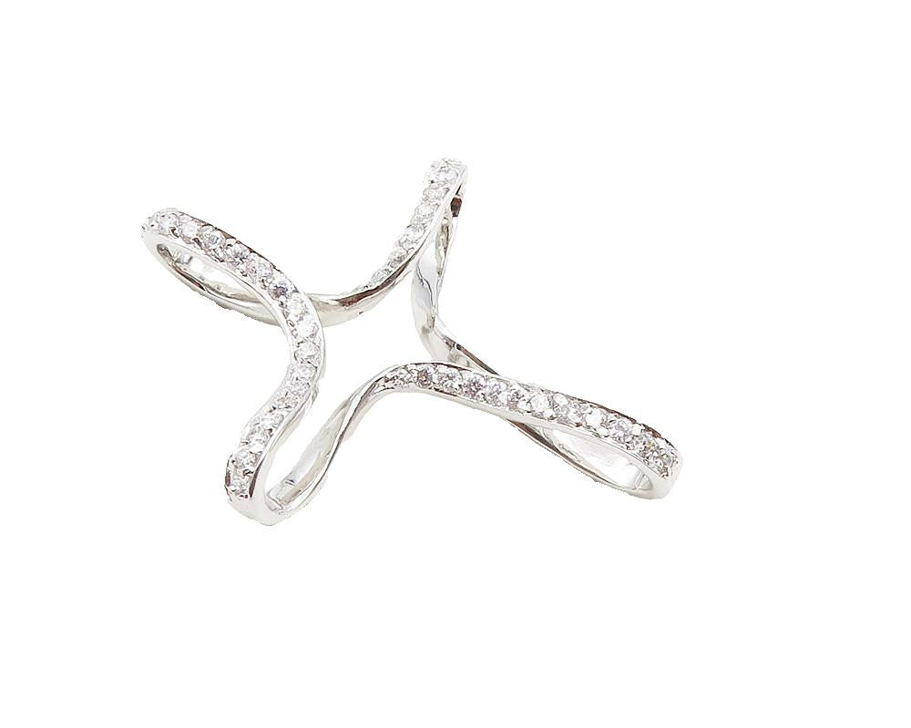 925 Sterling Silver  Sparkling Cubic Zirconia Religious Cross Pendant  PT7456