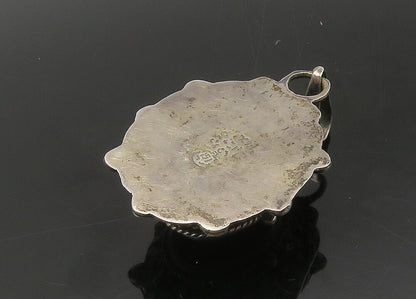 MEXICO 925 Sterling Silver  Vintage Cabochon Cut Black Onyx Pendant  PT17856