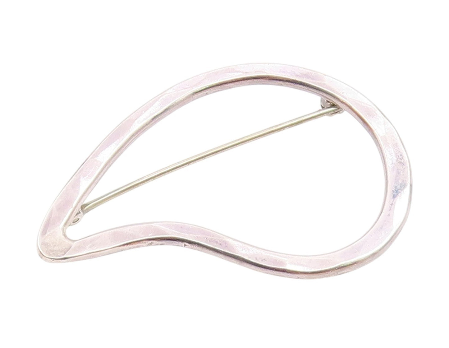 BECKERHOFF 925 Silver Vintage Minimalist Hammered Outline Brooch Pin  BP9788