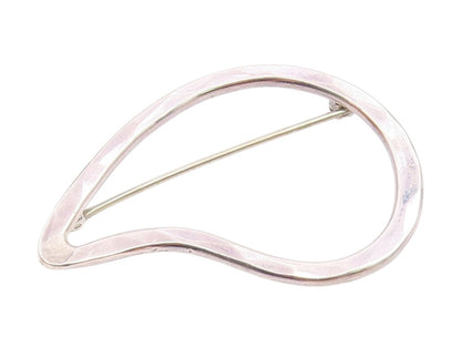 BECKERHOFF 925 Silver Vintage Minimalist Hammered Outline Brooch Pin  BP9788