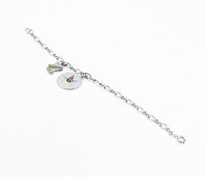 925 Sterling Silver  Vintage Scroll Charmed Infinity Chain Bracelet  BT3006