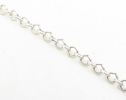 925 Silver  Vintage Topaz & Mother Of Pearl Clover Heart Chain Bracelet BT4595