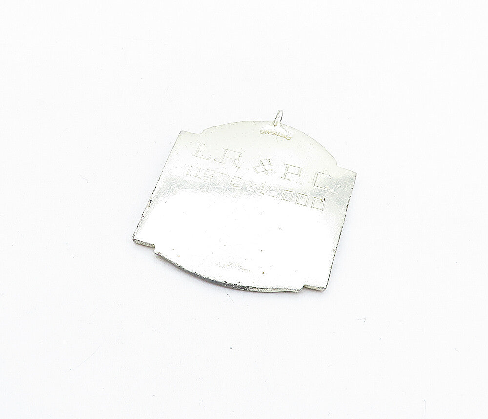 925 Sterling Silver  Vintage Man Shooting Rifle Scene Drop Pendant  PT4540