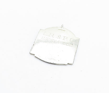 925 Sterling Silver  Vintage Man Shooting Rifle Scene Drop Pendant  PT4540
