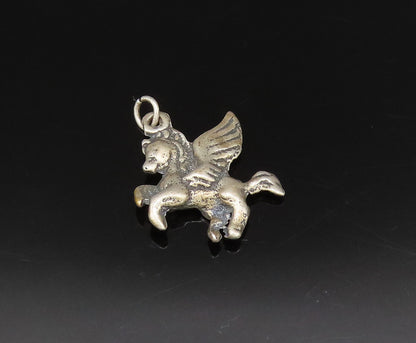 925 Sterling Silver  Vintage Sculpted Fancy Flying Horse Pendant  PT21491