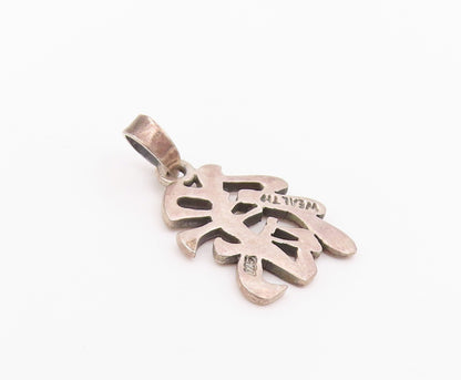 925 Sterling Silver Vintage Pendant Wealth & Blessing Chinese Symbol  PT26391