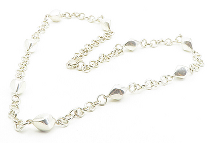 925 Sterling Silver Shiny Hollow Diamond Shape link Chain Necklace NE1743