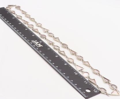 925 Sterling Silver Vintage Necklace Circular & Triangular Cutout Chain  NE4339