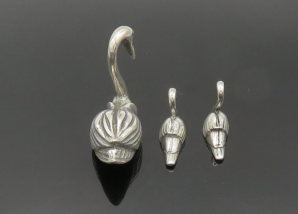 925 Sterling Silver  Vintage Shiny Mother Swan & Babies Trinket Set  TR2853