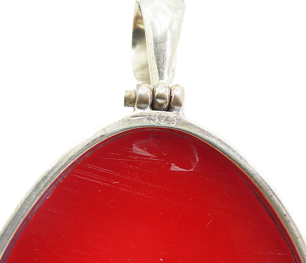 925 Sterling Silver  Abalone Sea Shell Crab Glass Art Tear Drop Pendant PT6125