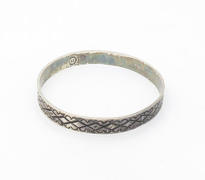 TAXCO MEXICO 925 Silver  Vintage Love Heart Patterned Bangle Bracelet  BT6593