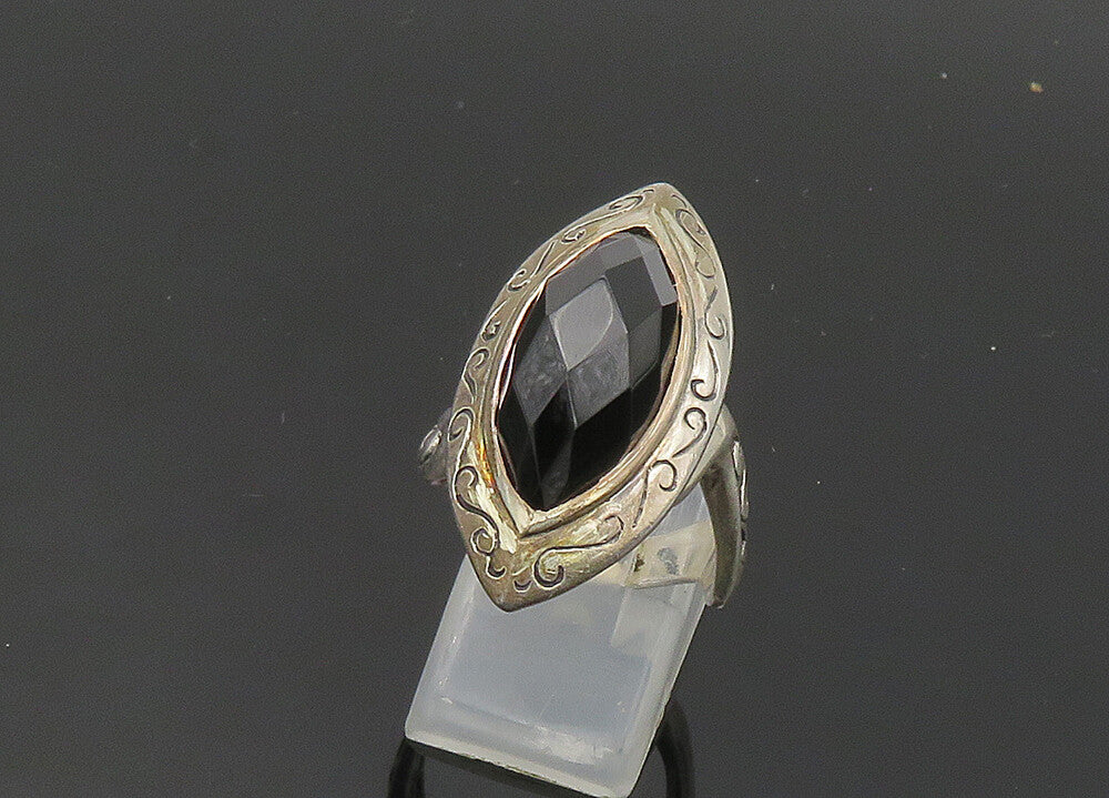 DESIGNER 925 Silver  Vintage Hematite Swirl Cocktail Ring Sz 9.5  RG20079