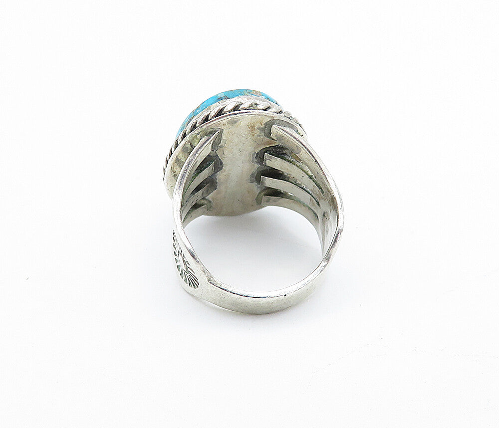 ANDREW JOHNSON NAVAJO 925 Silver  Vintage Turquoise Cocktail Ring Sz 5.5  RG4156