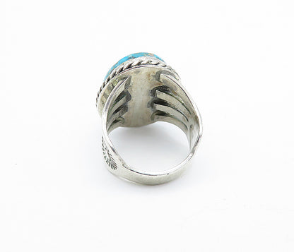 ANDREW JOHNSON NAVAJO 925 Silver  Vintage Turquoise Cocktail Ring Sz 5.5  RG4156
