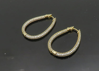 925 Sterling Silver  Vintage Cubic Zirconia U Shape Hoop Earrings  EG9858