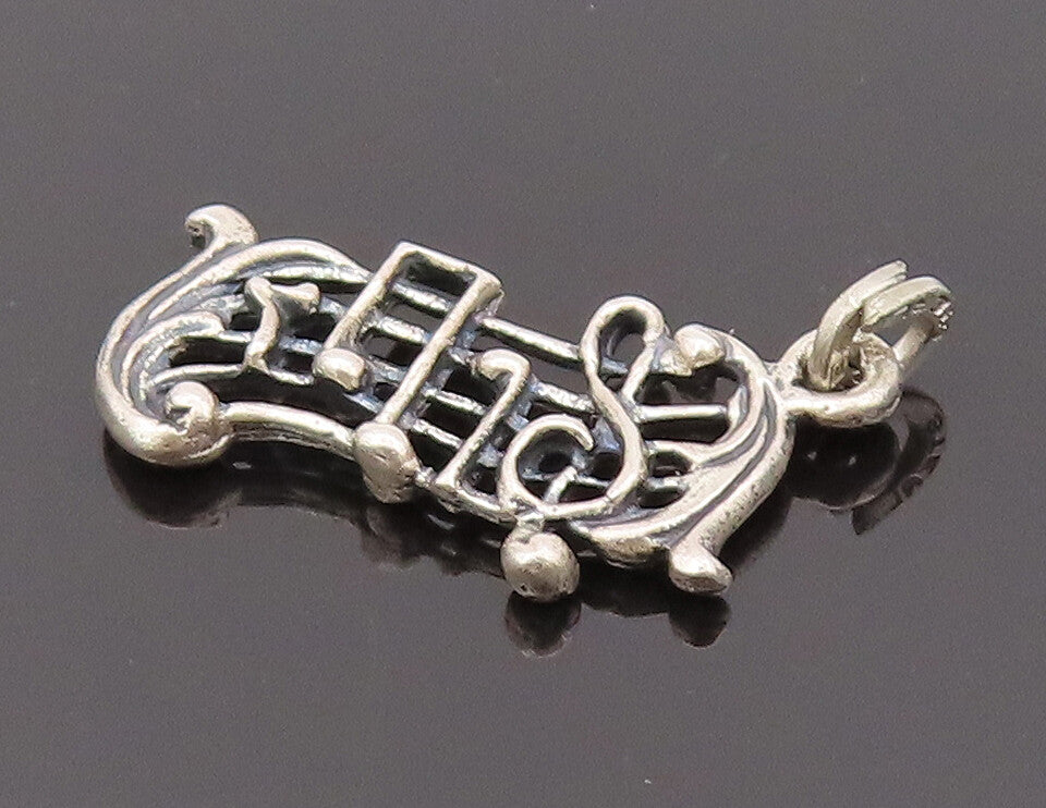 925 Sterling Silver  Vintage Mini Musical Scale Cutout Charm Pendant PT22083