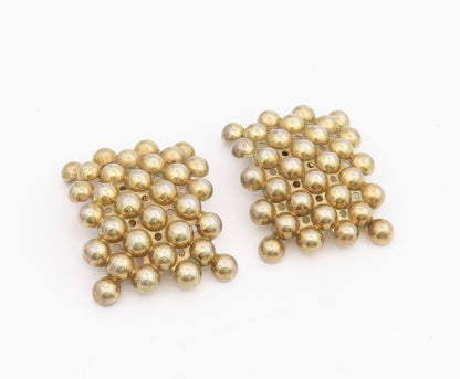 925 Sterling Silver Vintage Earrings Gold Plated MEXICO Bubble Beads  EG13953