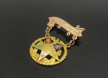 10K GOLD  Vintage Antique Eastern Pentagram Star Dangling Brooch Pin  GB084