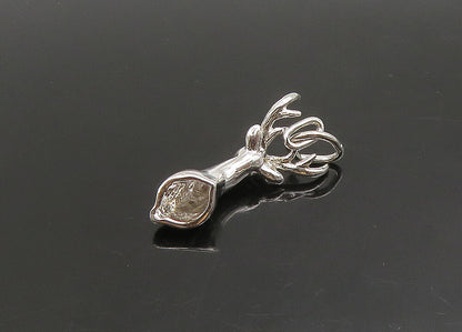 925 Sterling Silver  Vintage Shiny Petite Reindeer's Head Pendant  PT19389