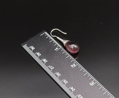 EUROPEAN 925 Silver  Vintage Fancy Purple Cat's Eye Dangle Earrings  EG12027