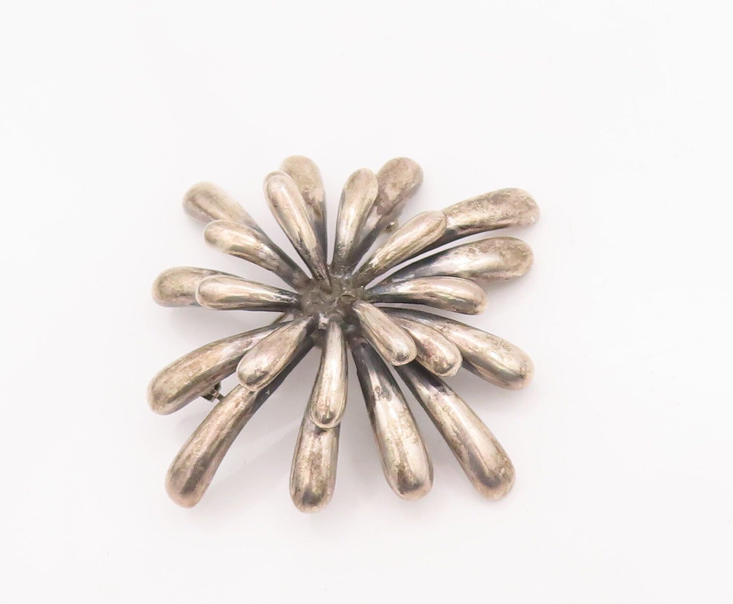 925 Sterling Silver Vintage Brooch Pin ZINA Brutalist Designer Flower BP11141