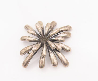 925 Sterling Silver Vintage Brooch Pin ZINA Brutalist Designer Flower BP11141