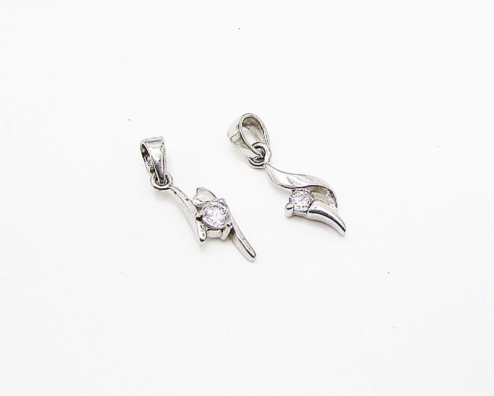 925 Sterling Silver  Lot of 2 White Cubic Zirconia Drop Pendant  PT1941